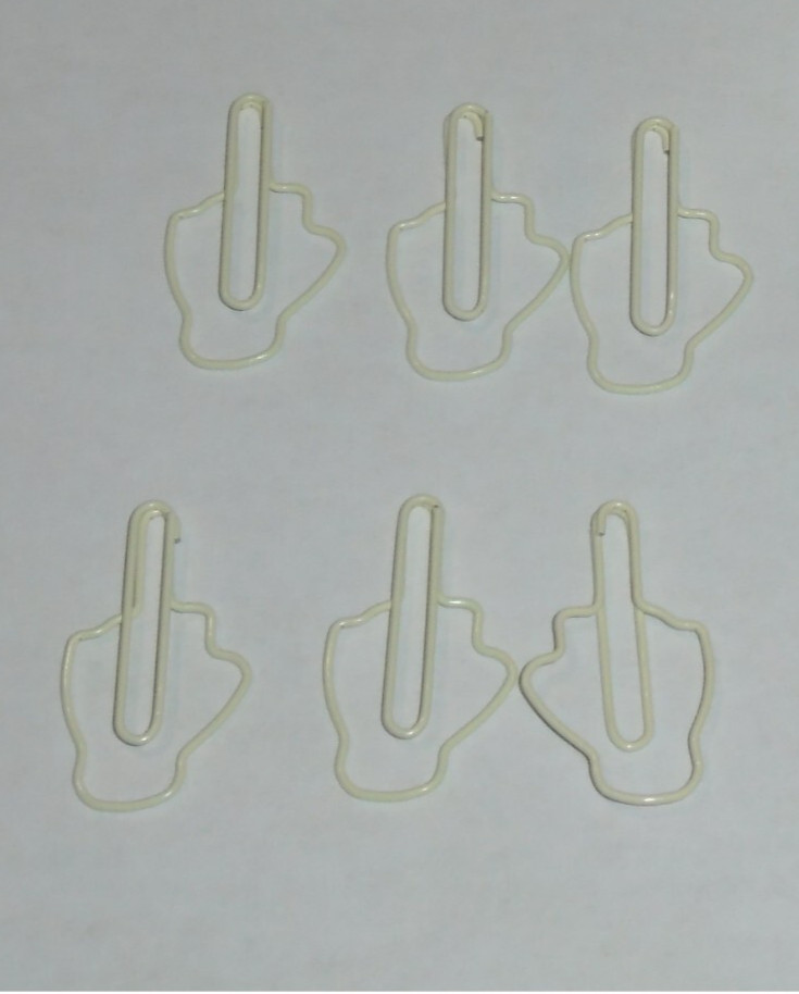 100 Count Bag Shaped Paper Clips Flesh Tone Middle Finger Clips