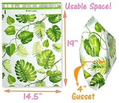 10×13, 14.5x19x4″ Tropical Palm Leaves Flat Poly Mailers Combo, Medium and Large