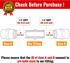 12-Pack 1/4 Inch Male Hex Nipples 1/4” NPT Male Brass Pipe Fitting Adapters