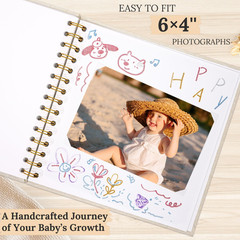 Hiwhy 8 x 8 Inch Scrapbook Photo Album Linen Cover, 8 40 Pages, Beige
