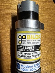 Go Bilda 5202 Yellow Jacket Planetary Gear Motor 1150 RPM 12V DC Used Untested
