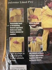 NEW Boss 3 Piece Slicker Yellow Rain Suit 35MM Removable Hood Lined Mens Size M