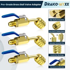 A2L Refrigerant Ball Valve Adapter 1/4″ Female to Male Flare Fittings 3Pcs