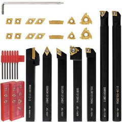 21 PCS Kit,Indexable Lathe Turning Tool,1/2″ 12Mm Shank,7Pcs Metal Lathe Cutting