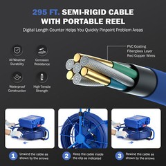 9″ Self-Leveling Sewer Camera w 512Hz Locator 295ft/90m Meter Counter 720P 32GB