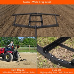 Garvee 66″ Heavy Duty Steel Driveway Drag Grader for ATV UTV Soil Lawn Tractor