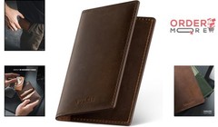 Leather Business Card Holder Slim Compact Bifold Wallet for Men Women