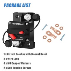 Waterproof Car Circuit Breaker Fuse Reset 30-300 Amp 12V-48V DC Car Boat Auto