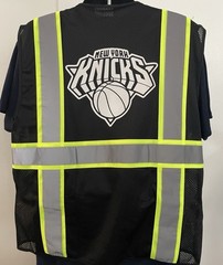 🏀🦺NEW YORK KNICKS REFLECTIVE SAFETY PPE WORK BLACK VEST FOR WORK SIZE M-4XL