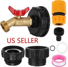 275-330 Gallon IBC Tote Adapter Brass Faucet 2″ Cam Lock to Garden Hose 3/4″