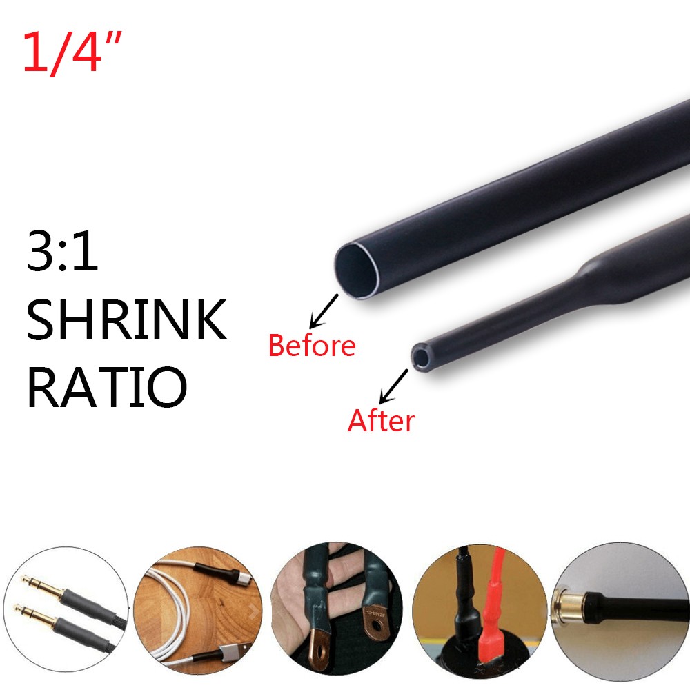 10 ft Dual Wall Adhesive Glue Lined Φ1/4″ (6.4mm) Heat Shrink Tubing 3:1 Ratio