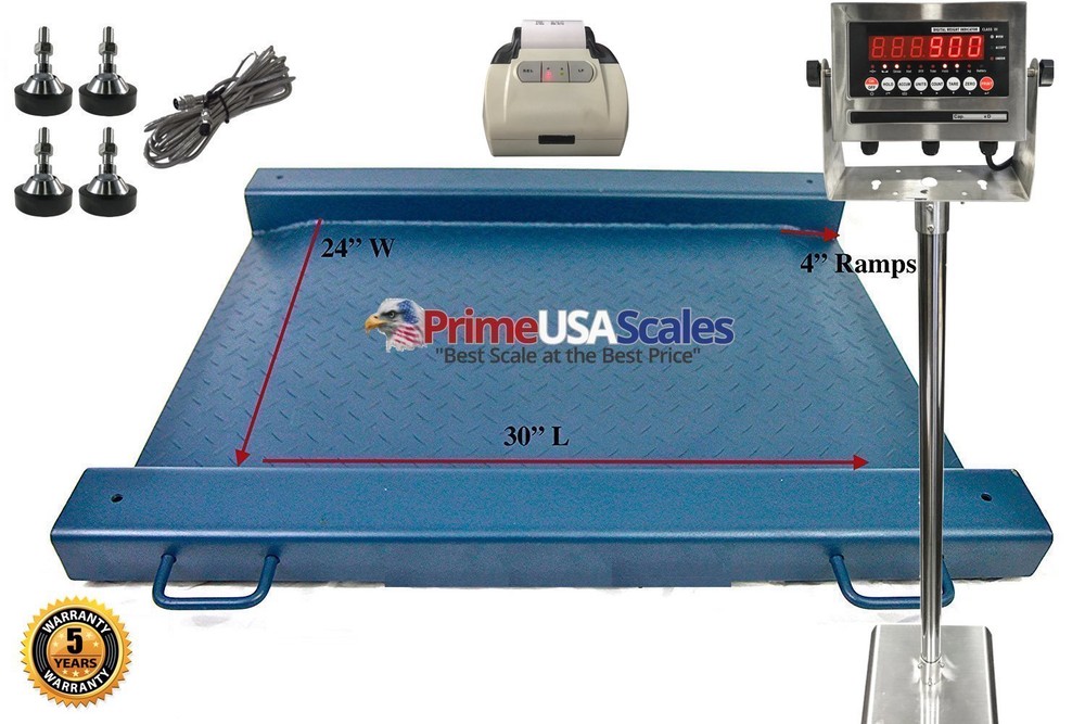 24″ x 30″ Floor Scale Drum Scale Indicator 1500 lb Legal for Trade Printer