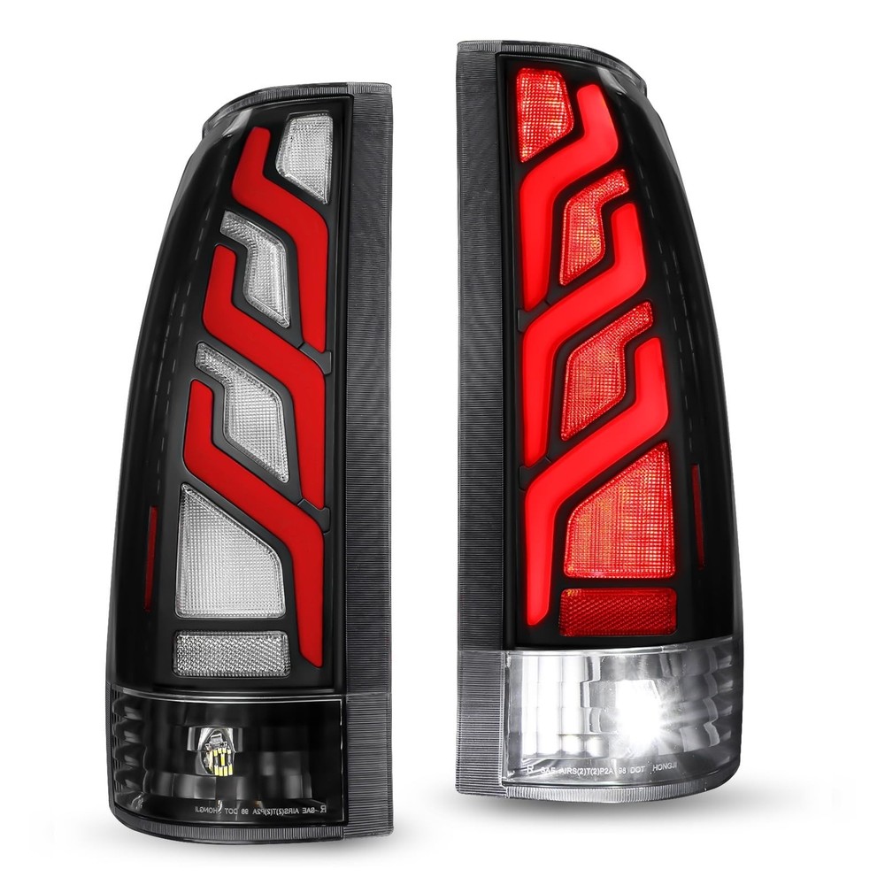 Clear Matte Black Full LED Tail Lights for 1988-1998 Chevy GMC C1500/2500/350…