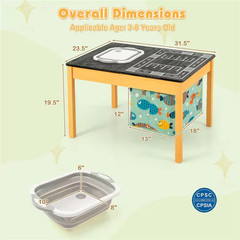 31.5 In. Width Beige 3-In-1 Kids Activity Table with Foldable Water Bin Large Ca