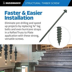 Sandbaggy 6″ Structural Timber Screws – Countersunk (Hex Head) – Wood Lock Screw
