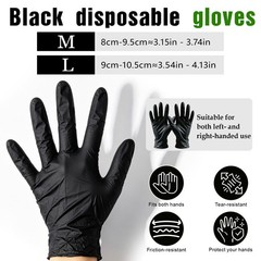 50 Pcs Black Disposable Protective Gloves (M/L Size) US Sellers Fast Shipping