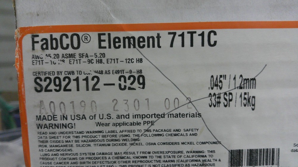 Hobart FabCO Element 71T1C S292112-029 33lb .045″/1.2mm