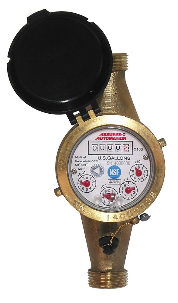 3/4” Water Meter: Lead Free Brass, NSF Certified, Multi-Jet, Gallons 3/4″
