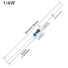 100pcs 1K ohm Resistor 1/4w 0.25 Watt ±1% Tolerance Metal Film Fixed Resistor…