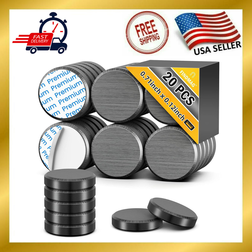 FINDMAG 20Pcs Magnets for Crafts with Adhesive Backing, Round Ferrite Craft Magn