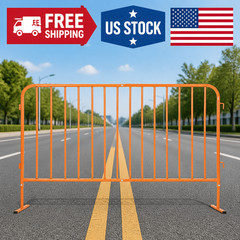7.5ft Heavy Duty Interlinked Steel Safety Barricade Portable Metal Crowd Control