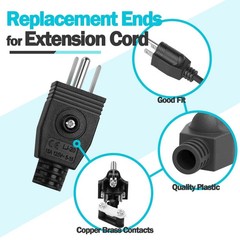 3PCS Electrical Replacement Plug 3 Prong Male Plug End Extension Cord Replacemen