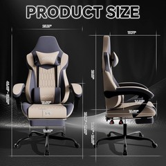 Gaming Chair with Footrest High Back Ergnomic Leather Adjustable Headrest