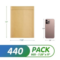 Natural Kraft Bubble Mailers Padded Self Seal Envelopes 440 Count 7.25 x 11 in