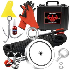 Double Sided Fishing Magnet Kit 2625 Lbs with Rope and Carry Case 4.57 Inch