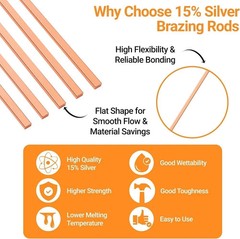 15% Silver Brazing Rods with Raised Segments Design, Bcup-5 Copper Brass Brazing