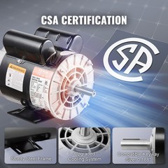 2HP SPL Air Compressor Motor 115/230V 20/10A 3450RPM 56 Frame CW/CCW Rotation