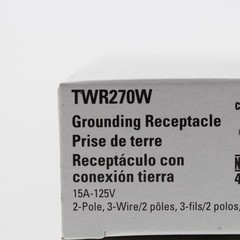 Eaton White Tamper Weather Resistant Duplex Receptacle Outlet 5-15R 15A TWR270W