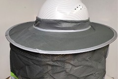 GRAY Hard Hat Sun Shade Visor Full Brim Mesh Neck HI VIS REFLECTIVE STRIPE