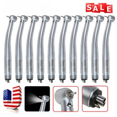 10Pcs USA Dental Fiber Optic LED E-generator Turbine Handpiece Triple 4Hole UDM4