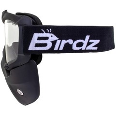 Birdz Skylark Motorcycle Goggles Removable Face Mask Black Frames Clear Lens