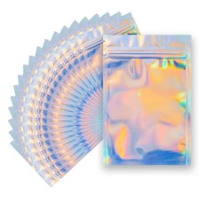 100-400 Pcs Smell Proof Mylar Holographic Bags Packaging Bags, Clear Resealable