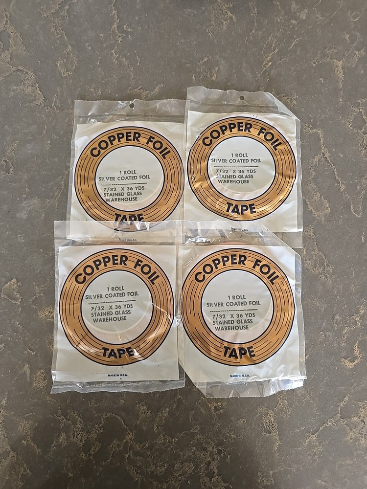 COPPER FOIL TAPE. SILVER COATED FOIL. 3/16″ X 36 YDS. NEW IN PACKAGE 4 Pkgs