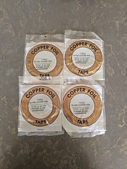COPPER FOIL TAPE. SILVER COATED FOIL. 3/16″ X 36 YDS. NEW IN PACKAGE 4 Pkgs