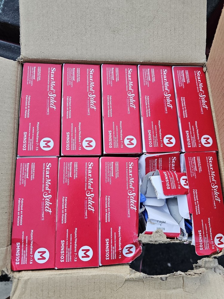 Black Nitrile Gloves Examination Glove 1,000 Star Med SemperMed Medium 10 Boxes