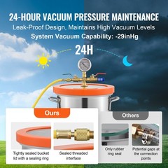 VEVOR Vacuum Chamber Tempered Glass Lid Vacuum 3 Gal Degassing Chamber Silicone