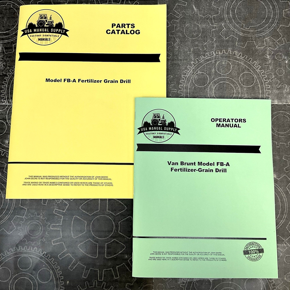 Owners Instruction Manual Parts John Deere Van Brunt FB-A Grain Drill Planter