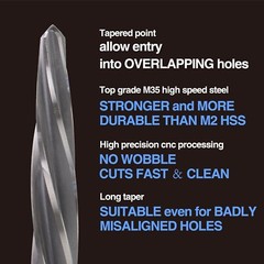 HSS M2 Taper Chucking Reamer Spiral Flute 4Pcs Set 3/8″-1/2″-5/8″-3/4″ cut hole