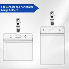 100Pcs Premium Metal Badge Clips with Clear PVC Straps for ID Cards,