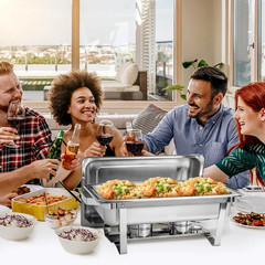 6 Pack Stainless Steel Chafer Chafing Dish Sets Catering Food Warmer 8 QT