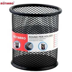 MOTARRO 1Pcs Pencil Holder Office Desk Metal Mesh Square Round Pen Pot Cup Case