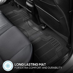 BDK ProLiner Car Floor Mats – Heavy Duty Rubber, Universal Fit, Black