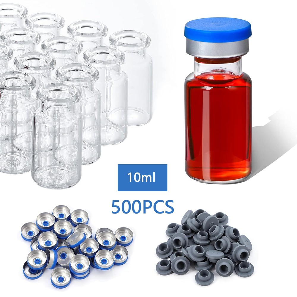 500/1000PCS 10ml Glass Vials Headspace Sample Vials w/ 20mm Crimp Top (Optional)
