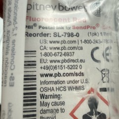 Pitney Bowes SL-798-0 Red Ink Cartridge for SendPro C/+ OEM
