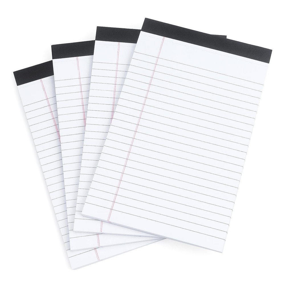 ZZTX Legal Pads 5 x 8 Inch Lined 50 Sheets, 4 Pack (White) 8.5″ x 11″, White