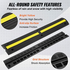 VEVOR 4 PCs 39” Cable Protector Ramp 18000 lbs Speed Bump Floor Cable Protector